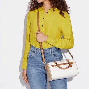 White Coach Rowan Satchel In Blocked Signature Canvas